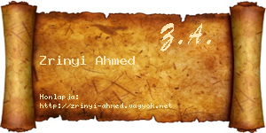 Zrinyi Ahmed névjegykártya